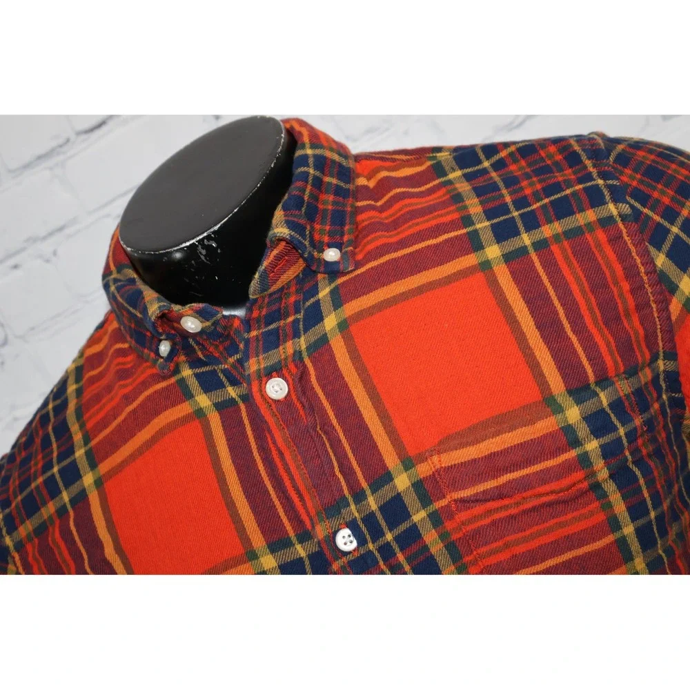 Banana Republic Lined Shirt Mens Medium Red Plaid Untucked Slim Fit Flannel